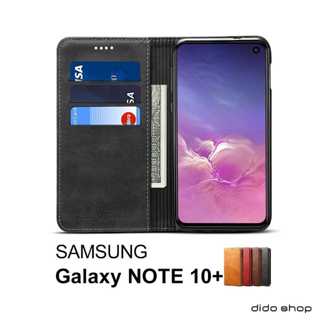 【Didoshop】三星 NOTE 10 簡約系列 小牛紋可插卡翻蓋手機皮套(KS043)