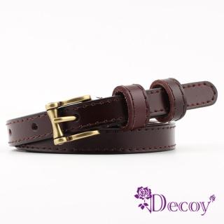 【Decoy】古銅方框＊典雅細真牛皮皮帶/4色可選