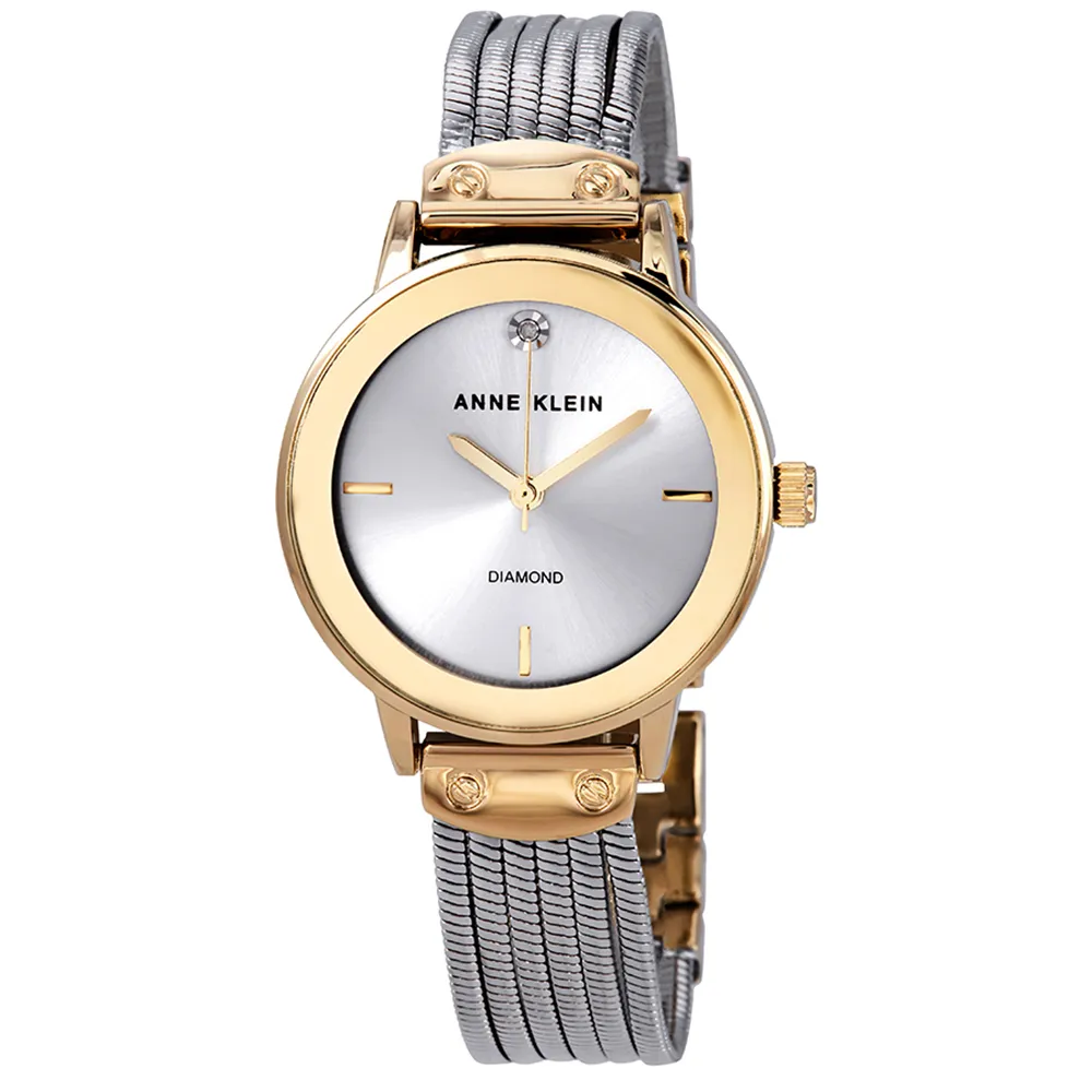 【Anne Klein】維也納圓舞曲鑽眼腕錶-銀x30mm(AK-3221SVTT)