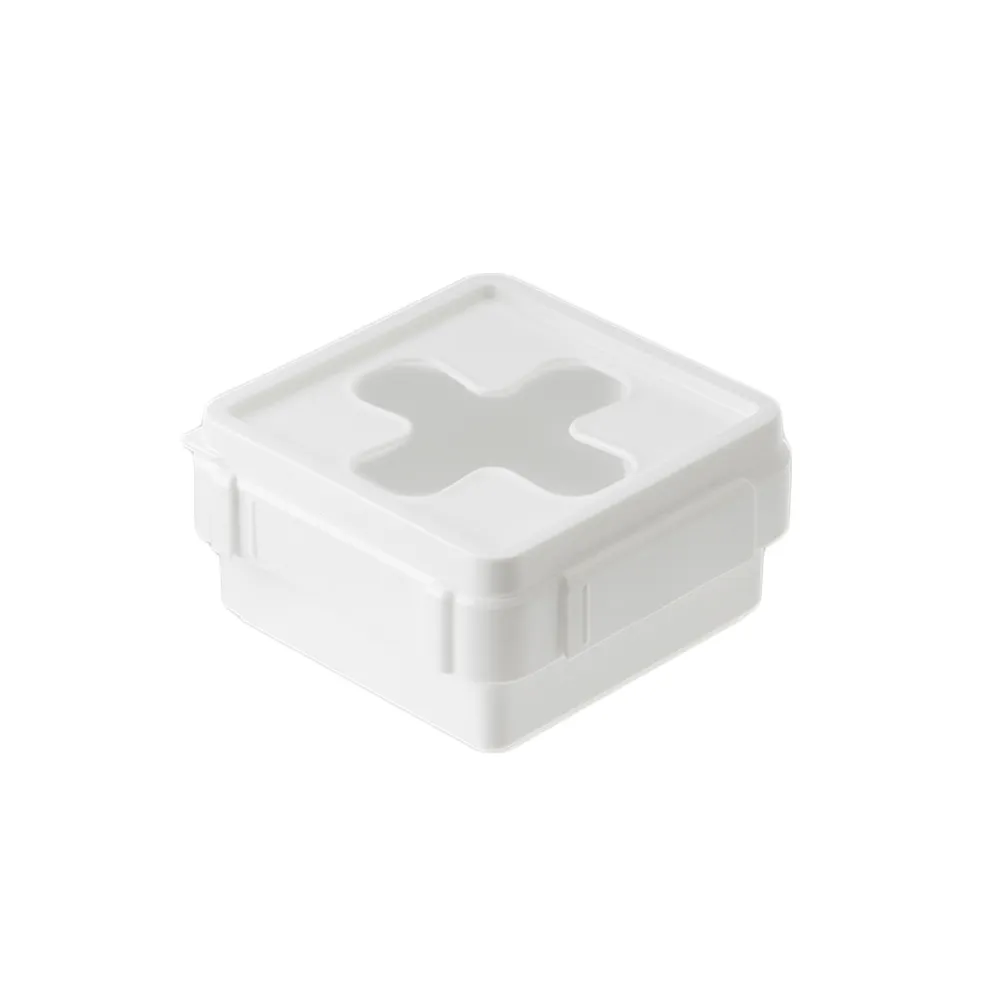 【日本INOMATA】日製方形十字抽取口小物收納盒-附連結卡扣-2入