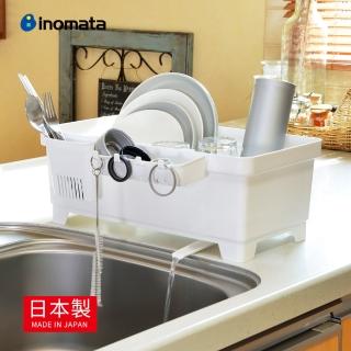 【日本inomata】日製多功能雙向碗盤筷瀝水架-附分格盒(瀝水架 碗籃 收納架)