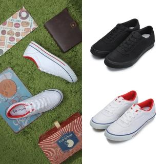 【FUFA Shoes 富發牌】布面低筒男款休閒鞋-全黑/白 TP19(男鞋/男休閒鞋/全黑鞋/通勤鞋)