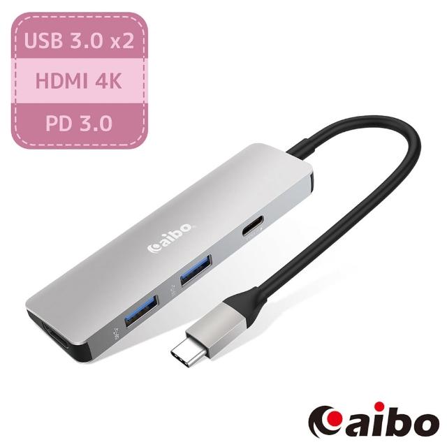 【aibo】4合1 Type-C 薄型多功能擴充器(PD快充/HDMI/USB3.0)