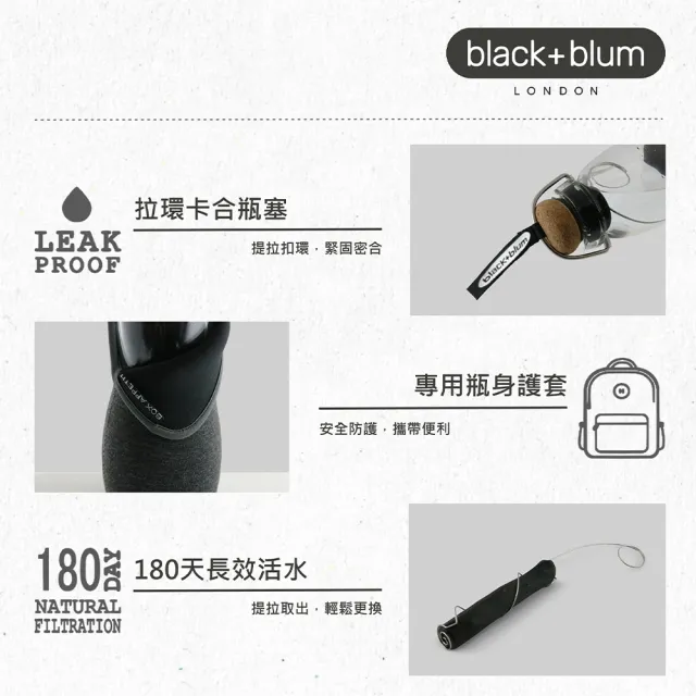 【英國BLACK+BLUM】EAU GOOD GLASS炭芯活水瓶(可愛紅)