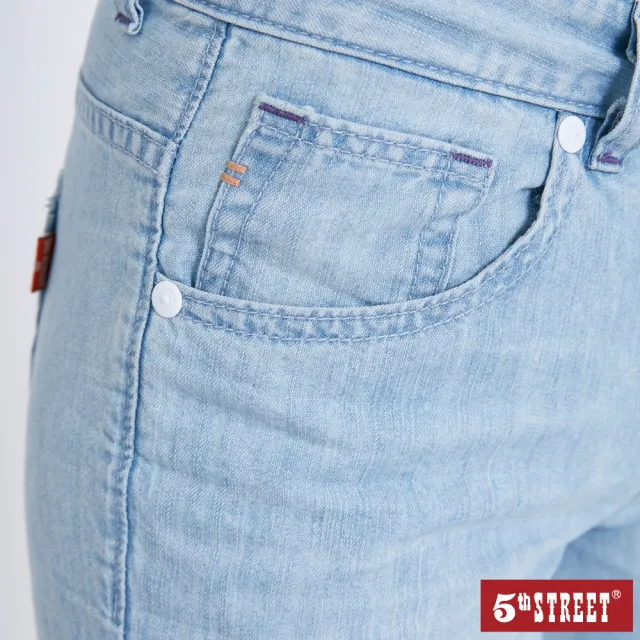 【5th STREET】女輕磅補釘7分褲-漂淺藍
