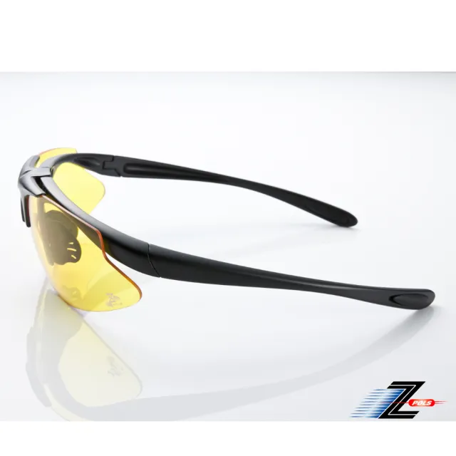 【Z-POLS】MIT頂級可掀設計霧黑搭配夜用黃防爆PC頂級運動眼鏡(抗紫外線UV400 可配度數設計!)