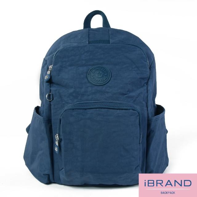 【iBrand】輕盈防潑水防盜尼龍後背包(藍色)