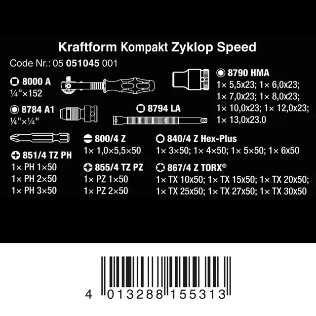 【Wera】頂級26件棘輪扳手組 工具袋式(KK-ZYKLOP-1/4)