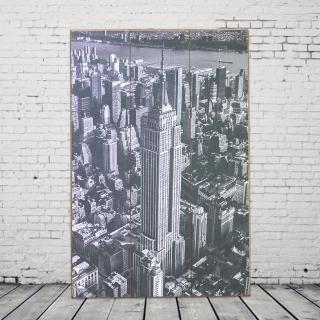 【OPUS LOFT 純真年代】40X60仿舊木板畫/無框畫/掛畫擺飾(A46004-3 美國帝國大廈 灰)