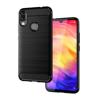 【YANG YI 揚邑】小米 紅米 Note 7 拉絲紋碳纖維軟殼散熱防震抗摔手機殼