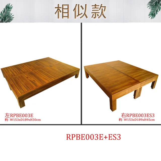【吉迪市柚木家具】柚木全板面雙人床架組 RPBE003E(簡約 多功能 用途 開放 低調 沉穩)