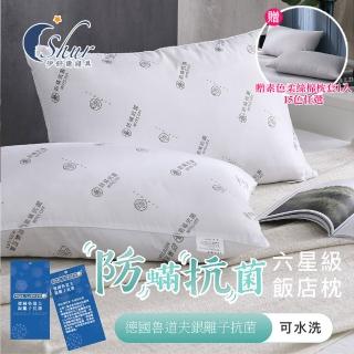 【ISHUR 伊舒爾】德國銀離子抗菌枕1入(獨家贈素色枕套1入/水洗枕/飯店枕/德國抗菌技術/枕頭)
