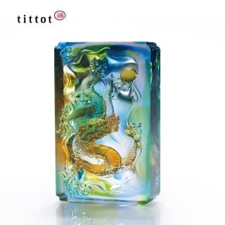 【tittot 琉園】龍騰摘星 升官 開運(琉璃/禮物/玻璃/水晶/藝術品/擺飾/禮贈/企業/送禮/龍/騰/摘/星)