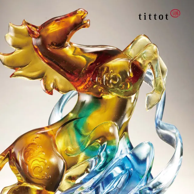 【tittot 琉園】馳騁風雲_祝福_友誼(琉璃/禮物/玻璃/水晶/藝術品/擺飾/禮贈/企業/送禮/馳/騁/風/雲/友誼)