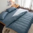 【絲薇諾】MIT精梳棉 條紋 四件式兩用被床包組 換日線-藍色(加大)