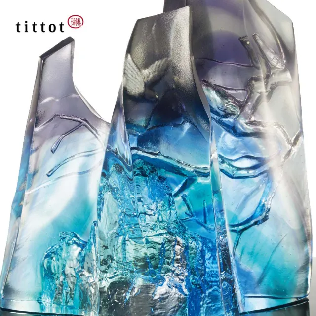 【tittot 琉園】高山仰止_升官_高昇(琉璃/禮物/玻璃/水晶/藝術品/擺飾/禮贈/企業/送禮/高/山/仰/止)