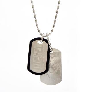 【DIESEL】銀色陽剛款自我個性化軍牌項鍊DX0011040(DIESEL項鍊)