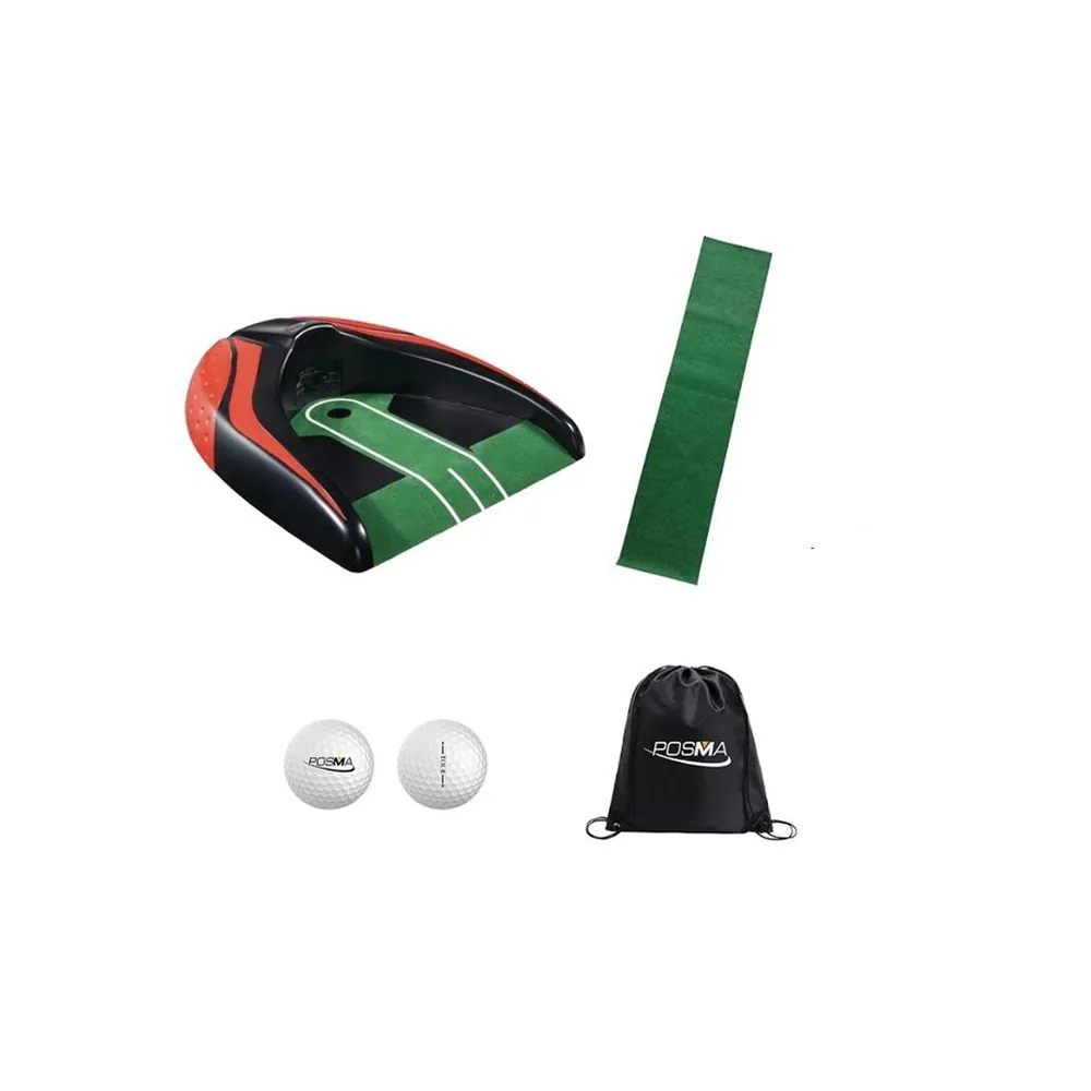 【Posma   PG140RD-B】高爾夫推桿套組含自動回球器 帶旗桿球洞 地毯 雙層比賽球 輕便背包
