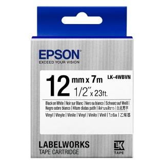 【EPSON】官方直營 標籤帶 產業用耐久型 白底黑字/12mm(LK-4WBVN)