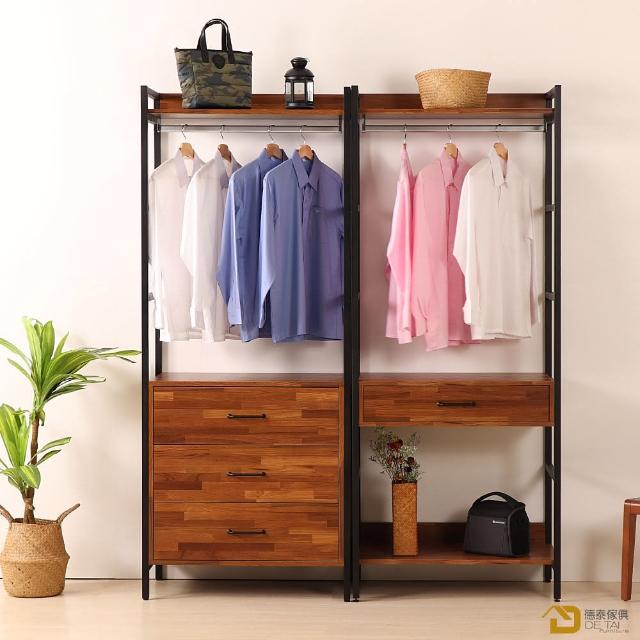 【WAKUHOME 瓦酷家具】格萊斯積層木工業風5.2尺中抽+三抽多功能衣櫃