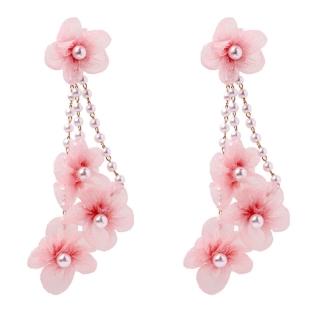 【RJNewYork】甜美風潮燦爛蕾絲花朵流蘇耳環(2色可選)