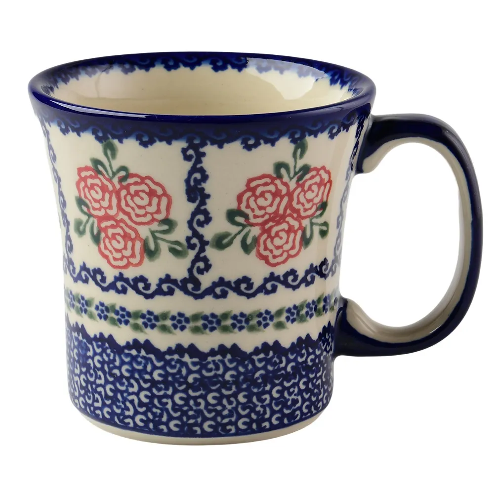 【波蘭陶】Vena  寬口馬克杯 水杯 茶杯 咖啡杯 400ml 波蘭手工製(漫野薔薇系列)