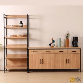 【WAKUHOME 瓦酷傢俱】格萊斯原切木工業風收納展示架+6尺餐櫃 B001-701+706-B
