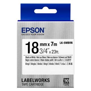 【EPSON】官方直營 標籤帶 產業用耐久型 白底黑字/18mm(LK-5WBVN)
