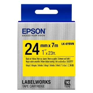 【EPSON】官方直營 標籤帶 產業用耐久型 黃底黑字/24mm(LK-6YBVN)
