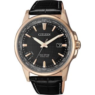 【CITIZEN 星辰】限量光動能萬年曆手錶-玫瑰金框x黑/41mm 送行動電源 開學(BX1008-12E)