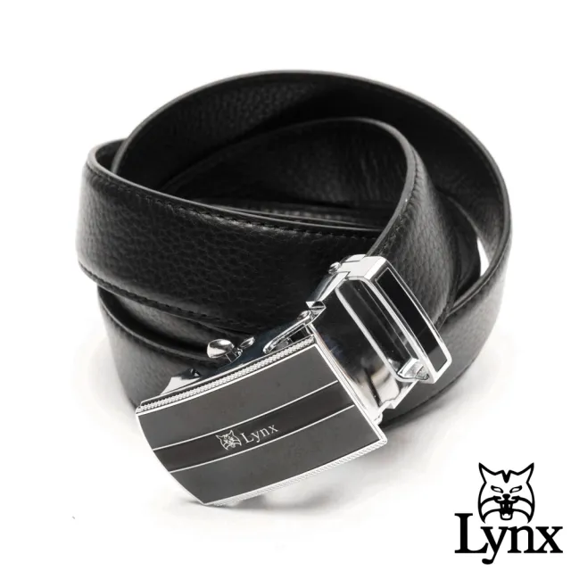 【Lynx】美國山貓黑帶格調真皮自動扣皮帶