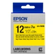 【EPSON】標籤帶 產業用耐久型 黃底黑字/12mm(LK-4YBVN)