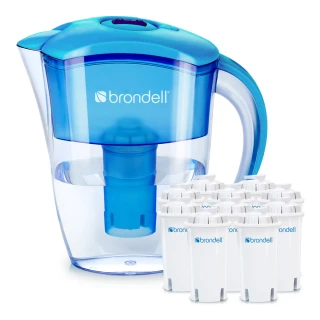 【Brondell】美國邦特爾 H2O+ 長效濾水壺 （藍）＋八周長效濾芯（10入）(共1壺10芯)