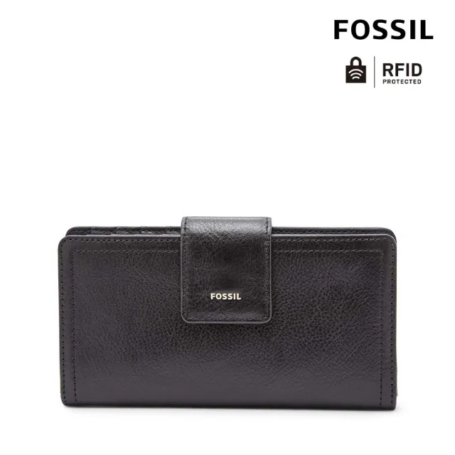 【FOSSIL】Logan 黑色真皮拉鍊中長夾SL7830001