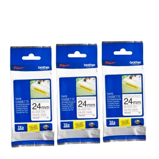 【brother】官方直營 三入組★TZe-S251★超黏性護貝標籤帶(24mm 白底黑字)