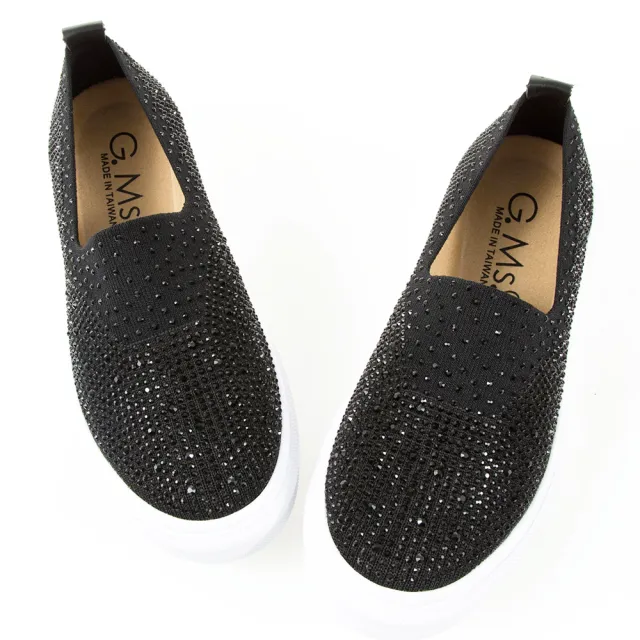 【G.Ms.】MIT系列-極輕量貼鑽針織布懶人休閒鞋(淺灰/粉色/黑色)