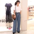 【BBHONEY】韓國高腰排扣寬鬆牛仔寬褲(正韓製)
