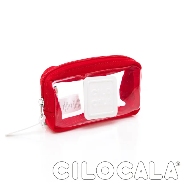 【CILOCALA】限量版-亮彩尼龍防潑水透明化妝包(紅色)