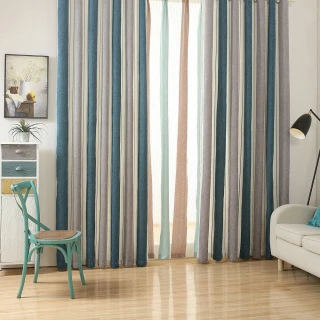 【巴芙洛】現代北歐風格雪尼爾條紋窗簾300*210(不含窗紗)