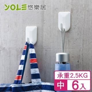 【YOLE 悠樂居】日本免釘多用無痕掛勾-中2.5KG#1326030(6入)