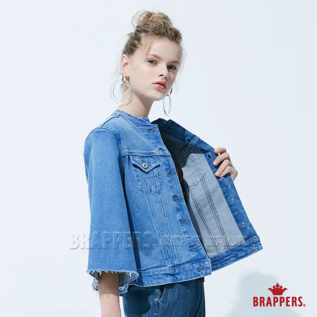【BRAPPERS】女款 Boy friend系列-不收邊寬版七分袖外套(藍)