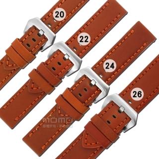 【Watchband】20.22.24.26mm / 各品牌通用 百搭款 經典復刻 厚實柔軟 加厚牛皮錶帶(咖啡橘)