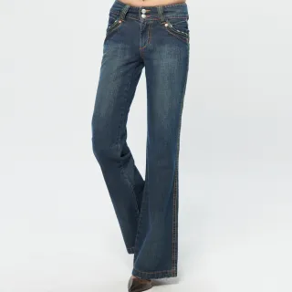 【BOBSON】女款寬版腰頭大喇叭褲(9041-53)