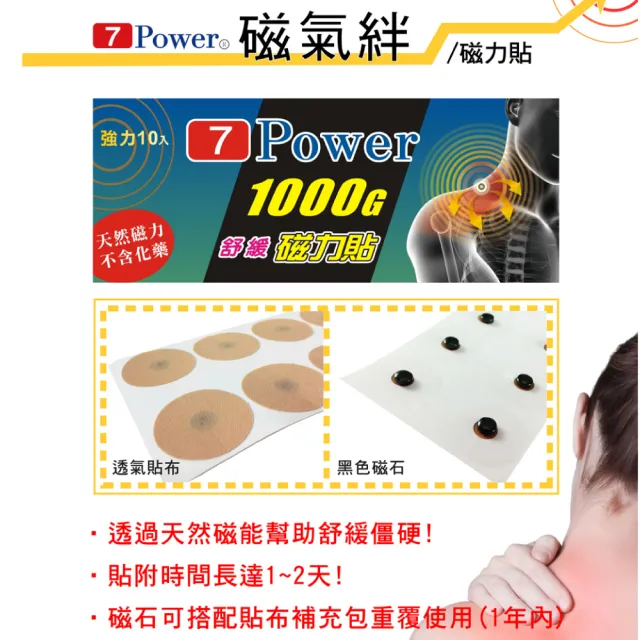 【7Power】MIT舒緩磁力貼1000G X 6包超值組(10枚/包)