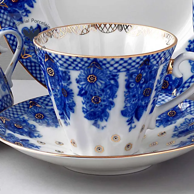 【Imperial Porcelain】俄羅斯22K金皇家金點3件組--花籃盛景系列(精緻禮品組)