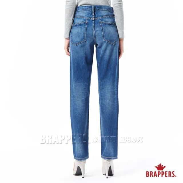 【BRAPPERS】女款 Boy friend系列-中高腰寬版直筒褲(藍)