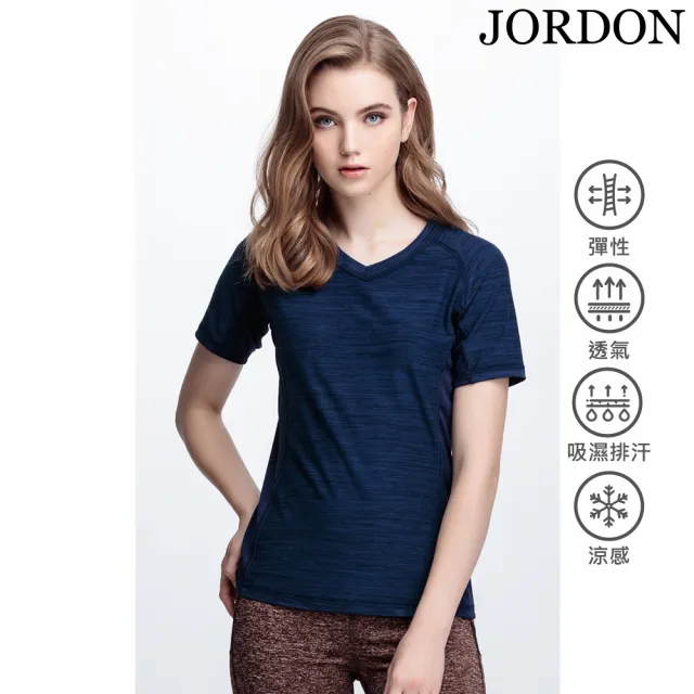 【JORDON 橋登】吸濕快乾運動休閒蜜桃領T恤(輕薄/吸濕快乾/女上衣)