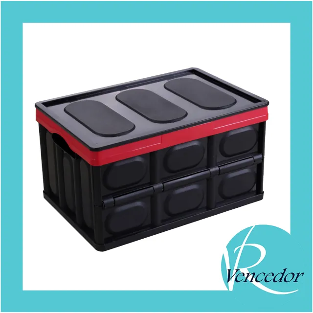 【VENCEDOR】大容量簡易組裝折疊式收納箱(加蓋摺疊收納箱  置物箱 折疊籃 居家汽車兩用 提把設計-2入)