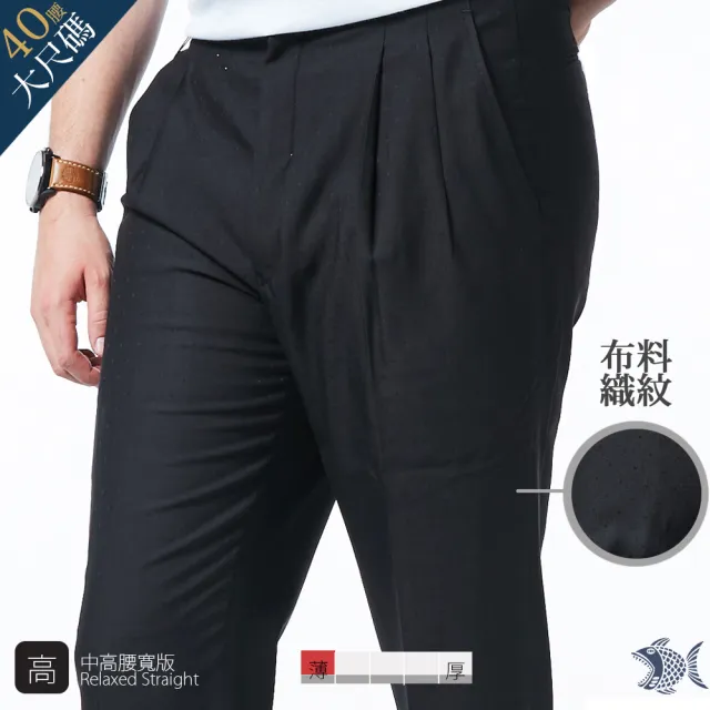 【NST JEANS】大尺碼 騷包老爹 黑點點 夏季薄款羊毛打摺西裝褲-中高腰寬版(002-8761)