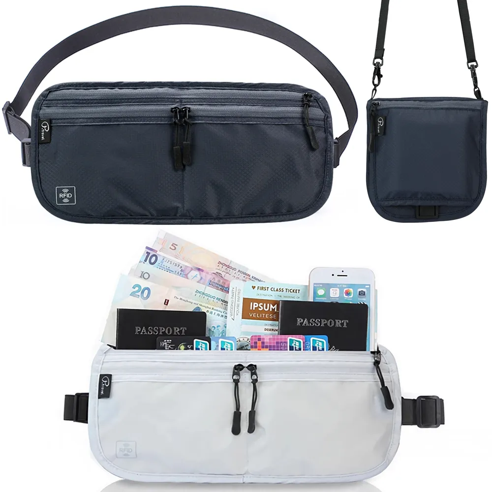 【P.travel】三用防搶包 RFID隱形 隨身防盜 防掃描 旅行貼身腰包掛頸包側背包 護照包證件夾 出國旅遊收納